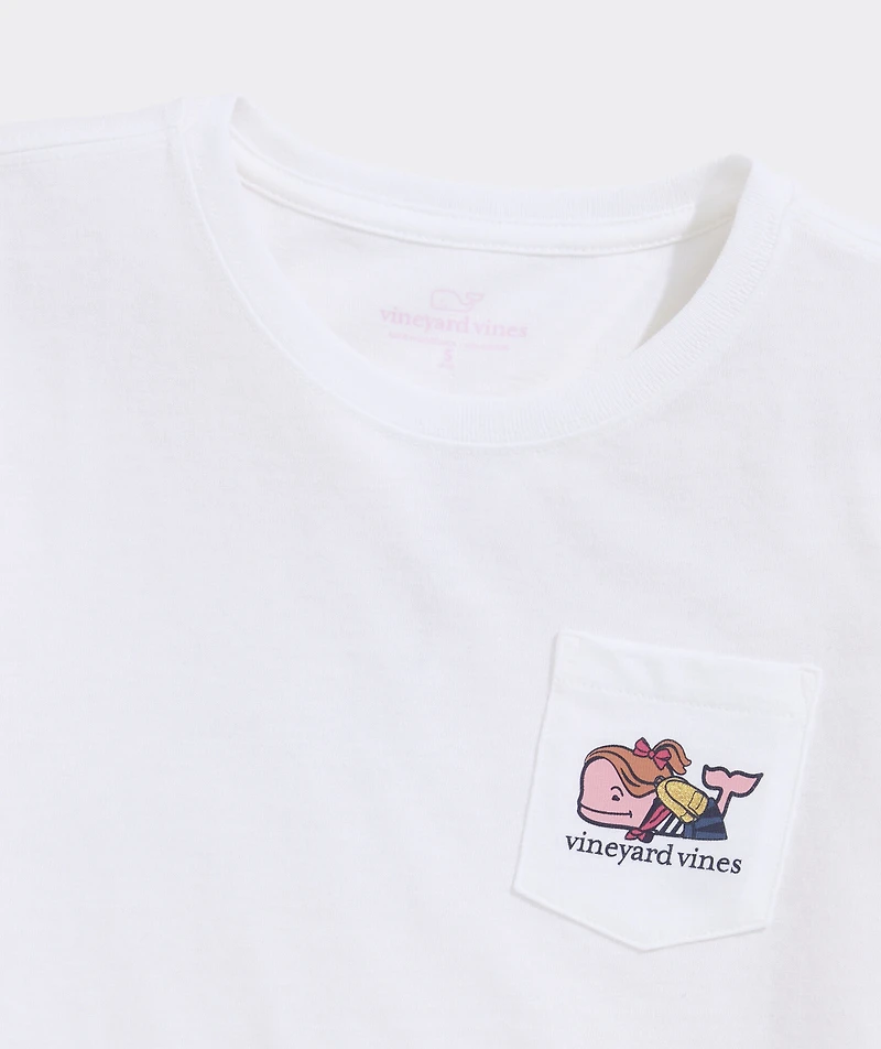 Girls' Back-To-School Whale Short-Sleeve Pocket Tee