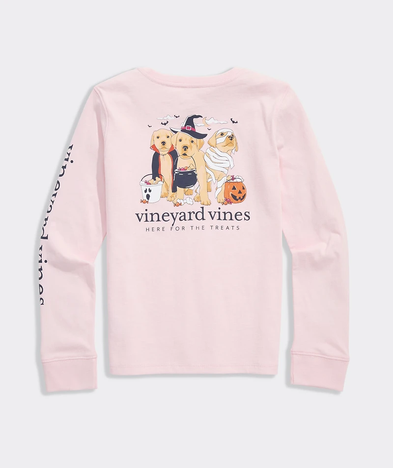 Girls' Here For The Treats Pups Long-Sleeve Pocket Tee