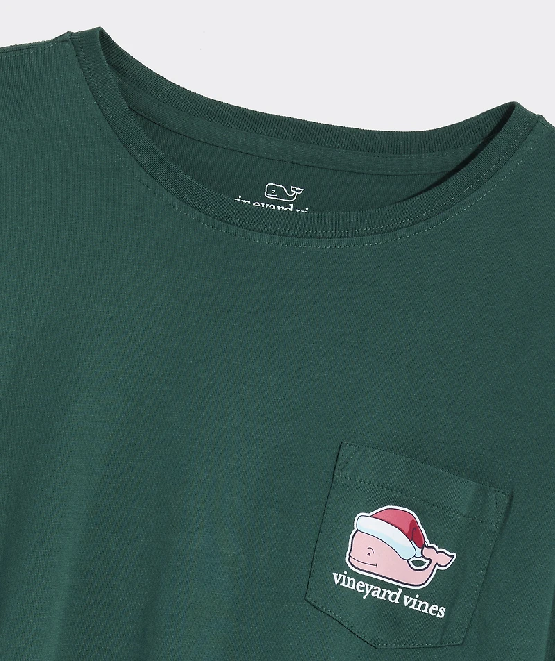 Women's Santa Whale Long-Sleeve Pocket Tee