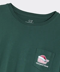 Women's Santa Whale Long-Sleeve Pocket Tee