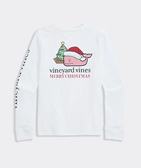 Girls' Santa Whale Ornament Long-Sleeve Pocket Tee