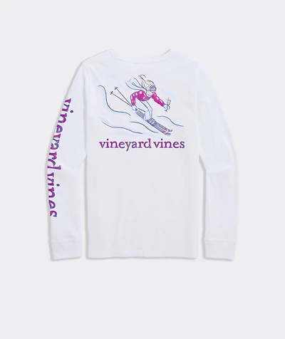 Women's Painted Skiier Long-Sleeve Pocket Tee