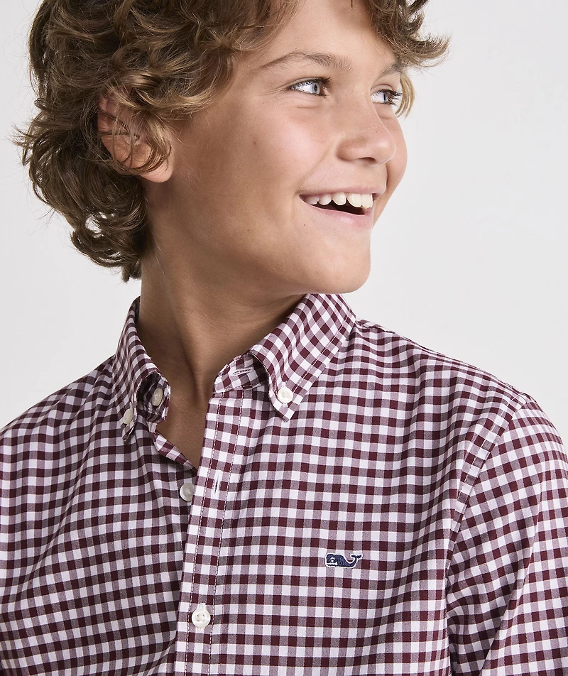 Boys' Skysail Gingham Performance Cotton Shirt