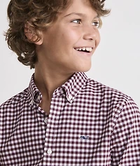 Boys' Skysail Gingham Performance Cotton Shirt