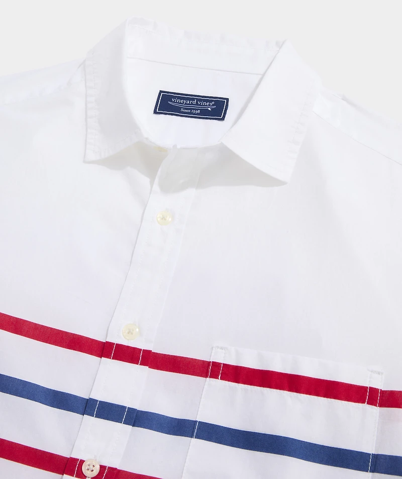 Ash Stripe Cotton Madras Short-Sleeve Shirt