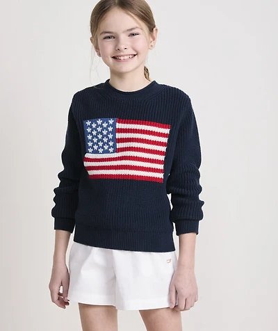 Girls' Cotton Americana Rollneck Sweater
