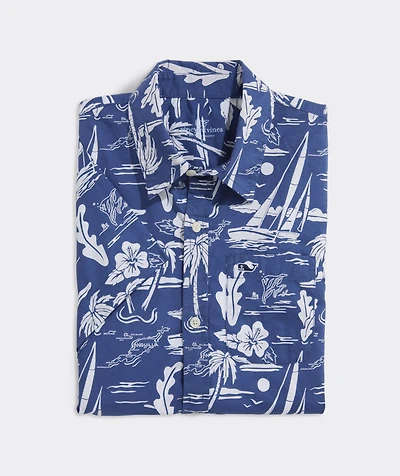 Boys' Printed Cotton Short-Sleeve Shirt