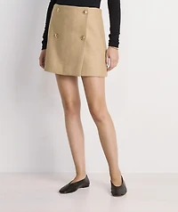 Wool Button-Front Mini Skirt
