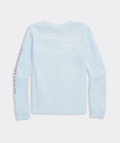 Girls' Garment-Dyed Vintage Whale Long-Sleeve Pocket Tee