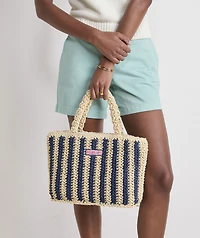 Womens Small Striped Straw Tote