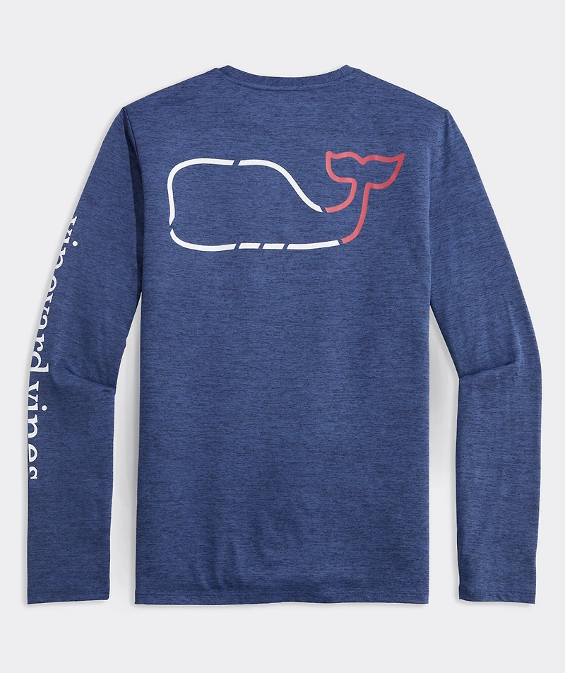On-The-Go Whale Outline Long-Sleeve Harbor Performance Tee