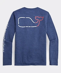 On-The-Go Whale Outline Long-Sleeve Harbor Performance Tee
