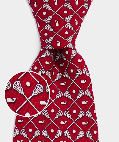 Boys' Crossed Lacrosse Sticks Silk Tie