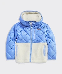 Girls' Metallic High-Pile Puffer Jacket