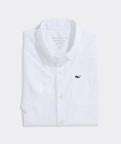 Boys' Breakwater Solid Performance Cotton Short-Sleeve Shirt