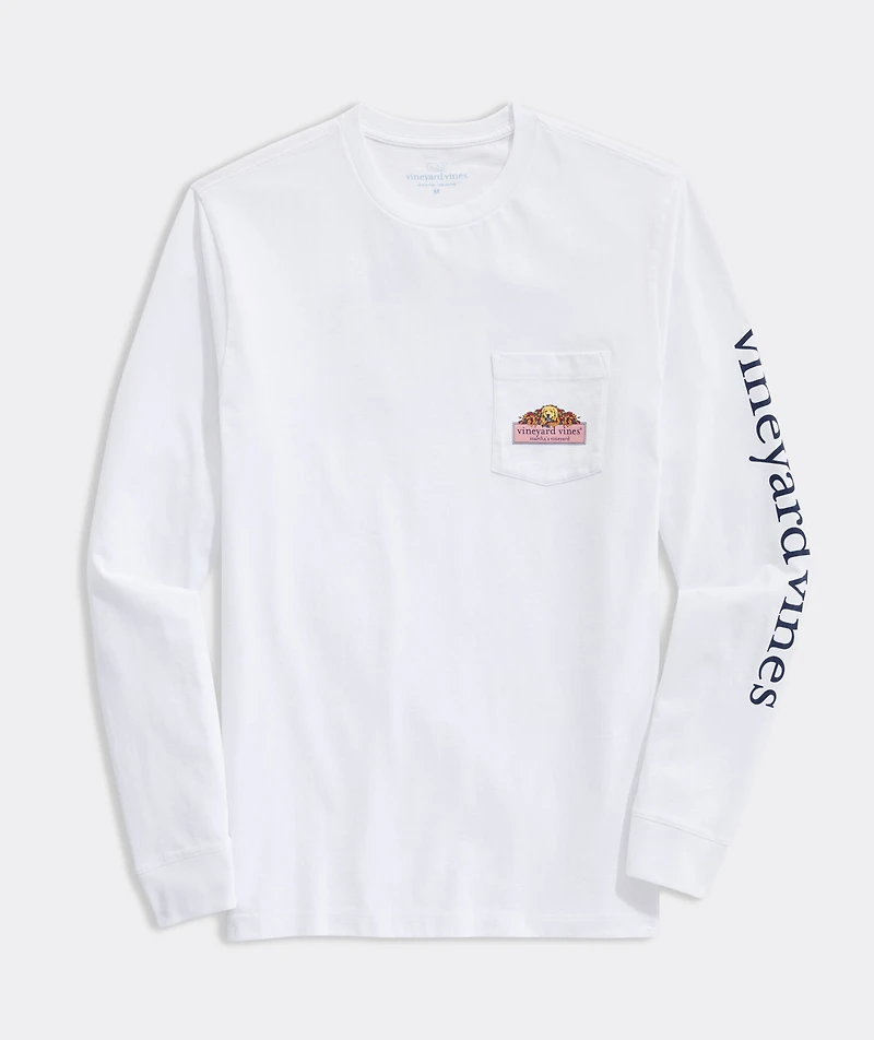 Dogs Leaves Logo Box Long-Sleeve Pocket Tee
