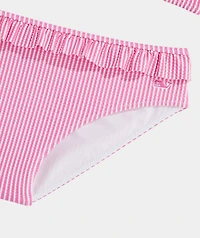 Girls' Seersucker Ruffle Square Neck Bikini