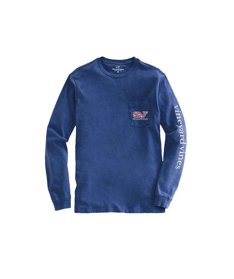 OUTLET Kids' Holiday Patchwork Whale Long-Sleeve Pocket Tee