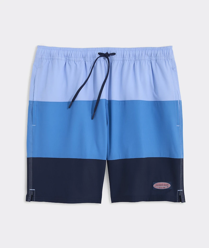 7 Inch Colorblock Piped Chappy Swim Trunks