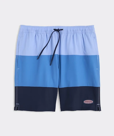 7 Inch Colorblock Piped Chappy Swim Trunks