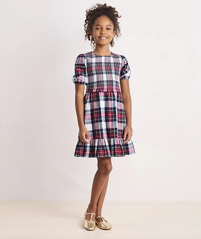 Girls' Smocked Poplin Dress