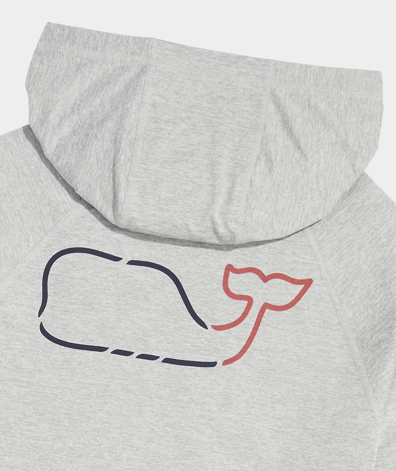 On-The-Go Whale Outline Long-Sleeve Harbor Performance Hoodie Tee