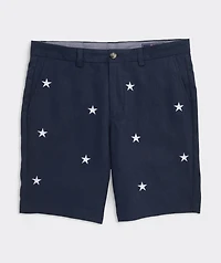 9 Inch Embroidered Linen Breaker Shorts