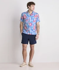 Island Floral Linen Blend Short-Sleeve Cabana Shirt