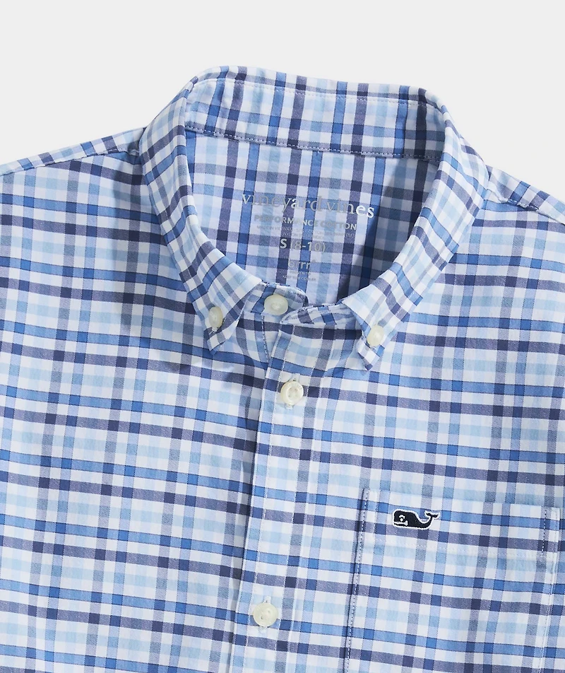 Boys' Road Town Tattersall Performance Cotton Short-Sleeve Shirt