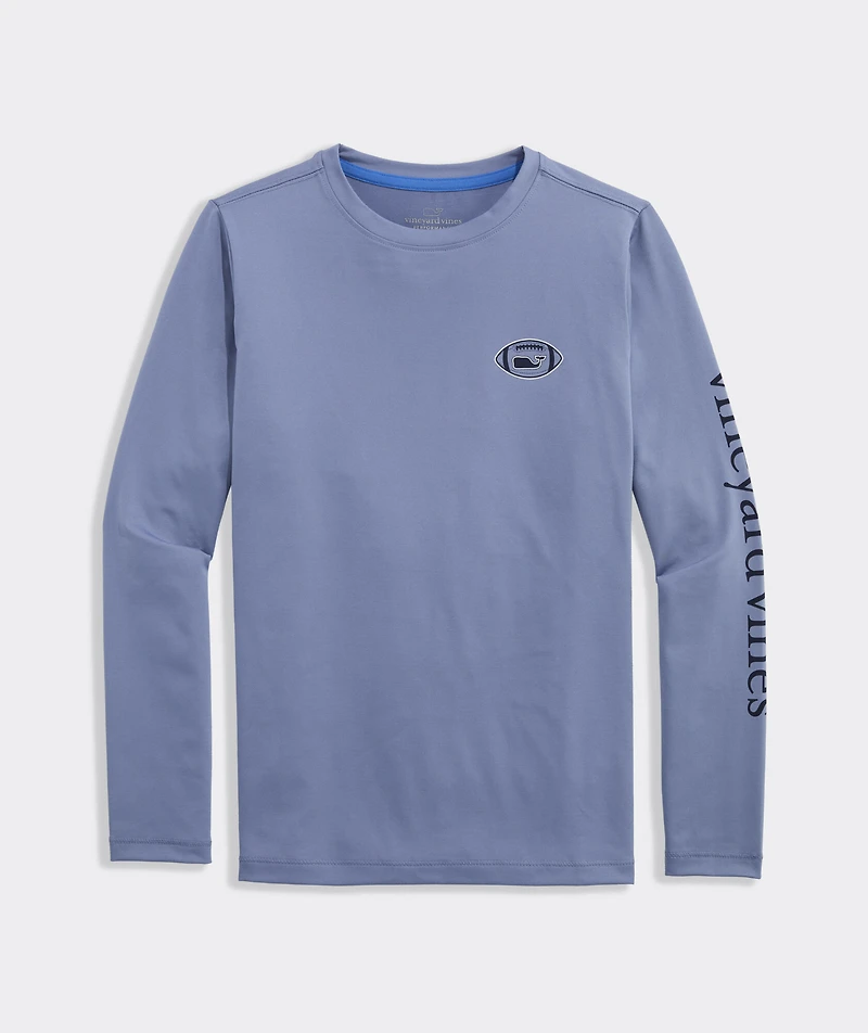 Boys' Football Whale Dot Long-Sleeve Harbor Sun Performance Tee