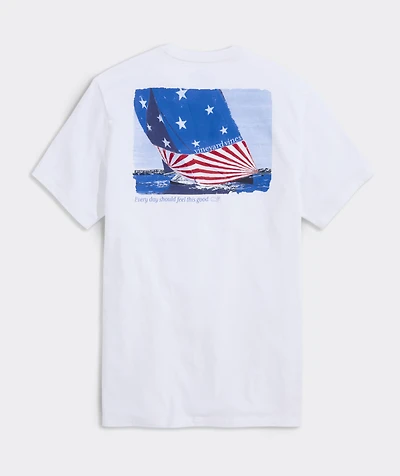 USA Flag Sail Short-Sleeve Pocket Tee