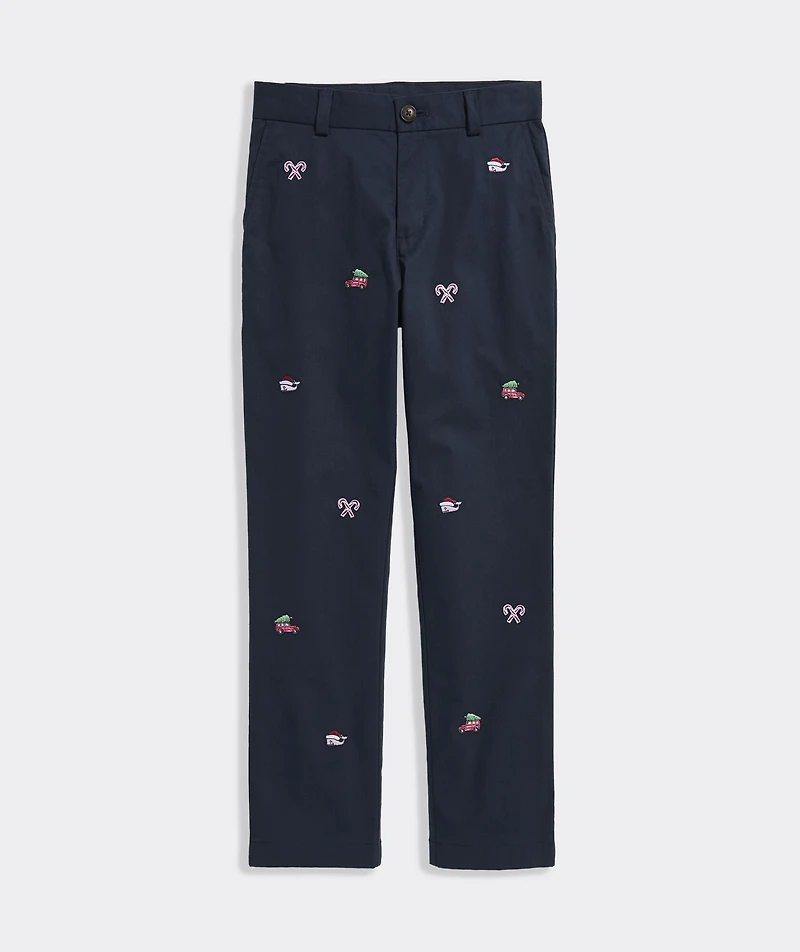 Boys' Holiday Embroidered Breaker Pants