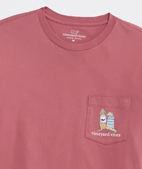 Sunset Ski Pups Long-Sleeve Pocket Tee