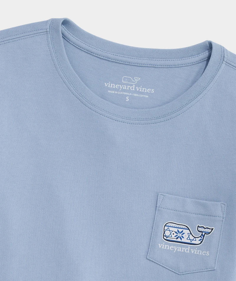 Hanukkah Whale Long-Sleeve Pocket Tee