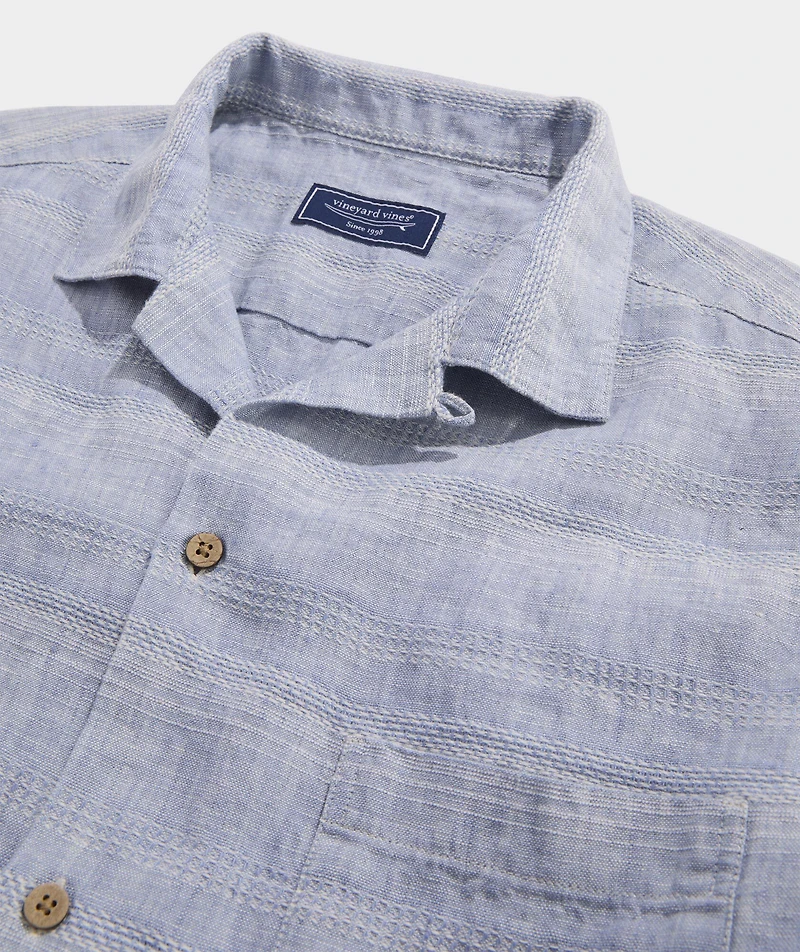 Havana Stripe Linen Short-Sleeve Cabana Shirt