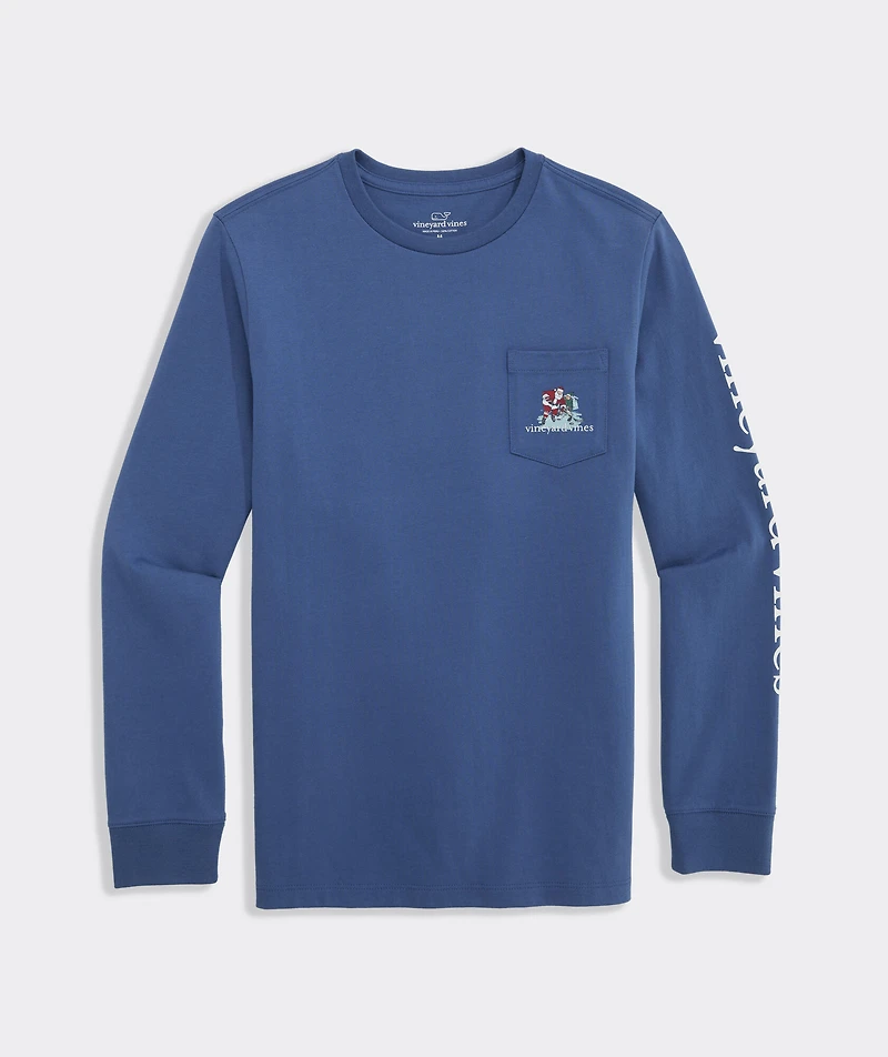 Boys' Santa Hockey Long-Sleeve Pocket Tee