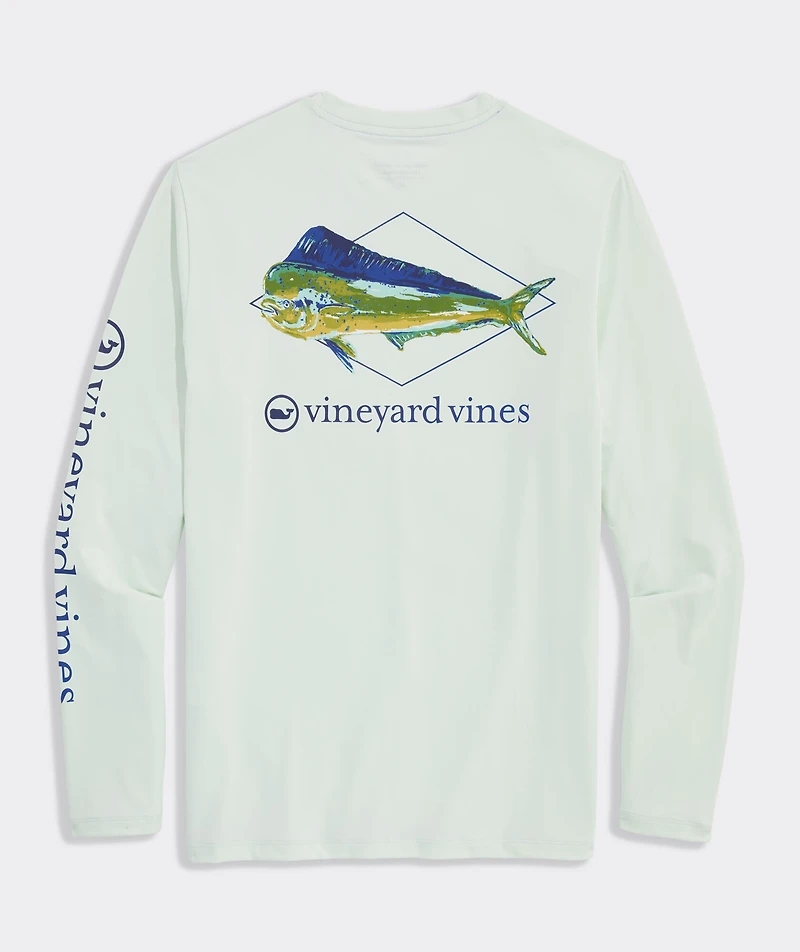 Performance Painted Mahi Fish Long-Sleeve Harbor Tee
