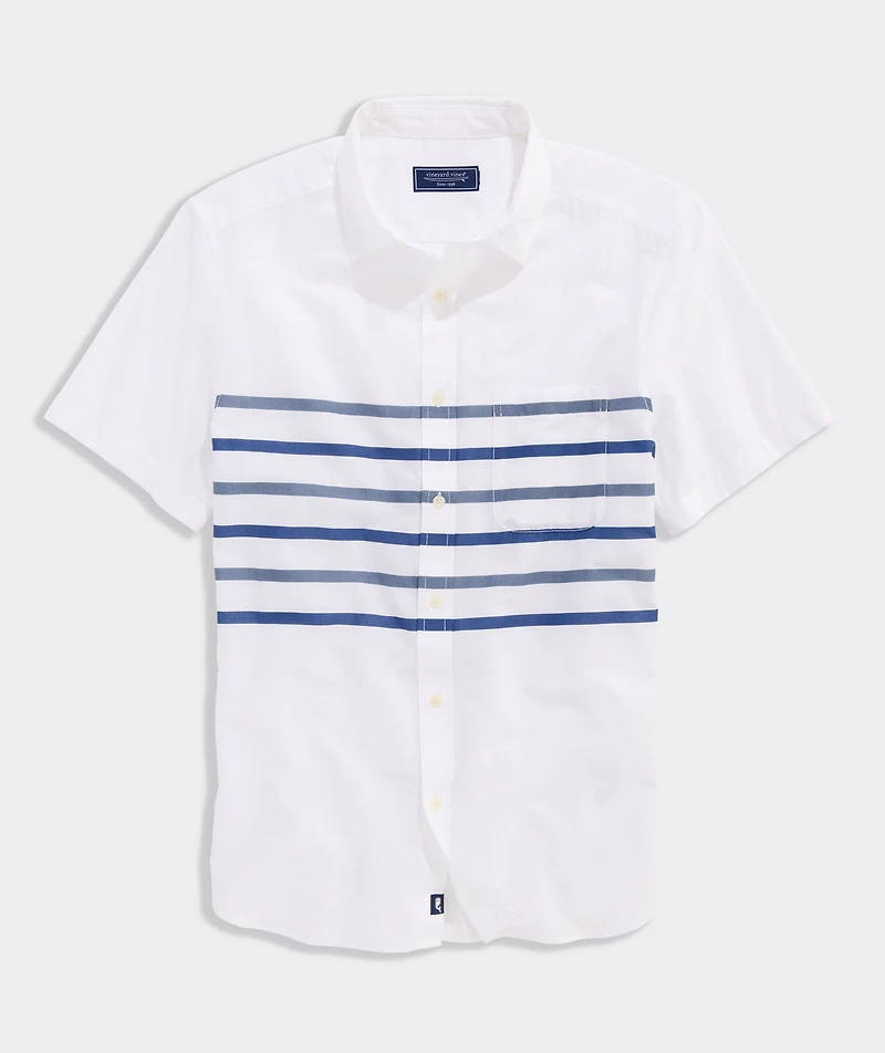 Ash Stripe Cotton Madras Short-Sleeve Shirt