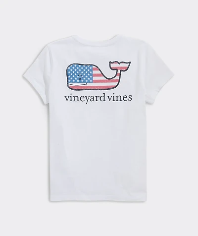 Girls' Flag Whale Short-Sleeve Pocket Tee