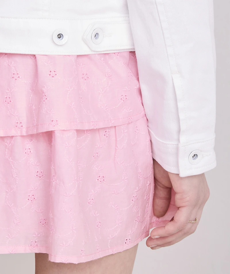 Girls' White Denim Jacket