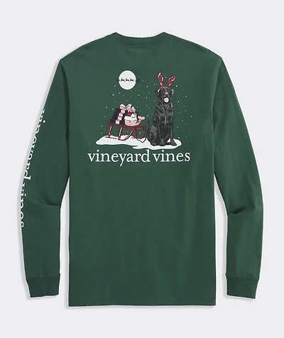 Santa's Sleigh Pup Long-Sleeve Pocket Tee