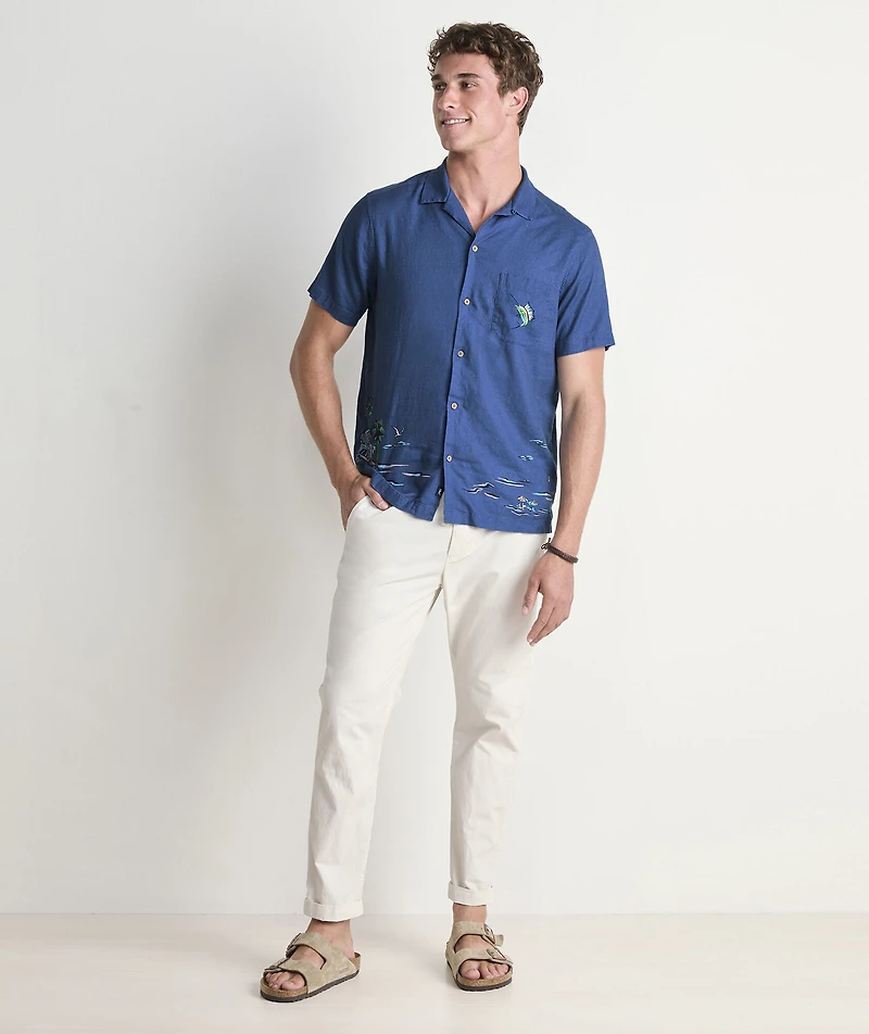 Gasparilla Coastline Linen Blend Short-Sleeve Cabana Shirt