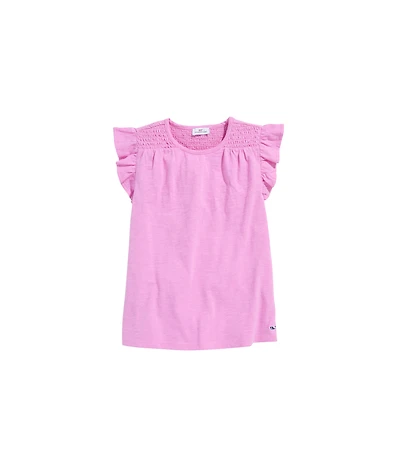 OUTLET Girls' Smocked Flutter Sleeve Tee