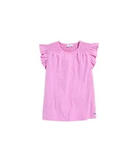 OUTLET Girls' Smocked Flutter Sleeve Tee