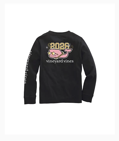 OUTLET Kids 2026 New Year's Eve Whale Long-Sleeve Pocket Tee