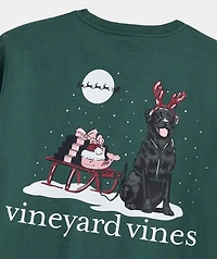 Boys' Santa's Sleigh Pup Long-Sleeve Pocket Tee