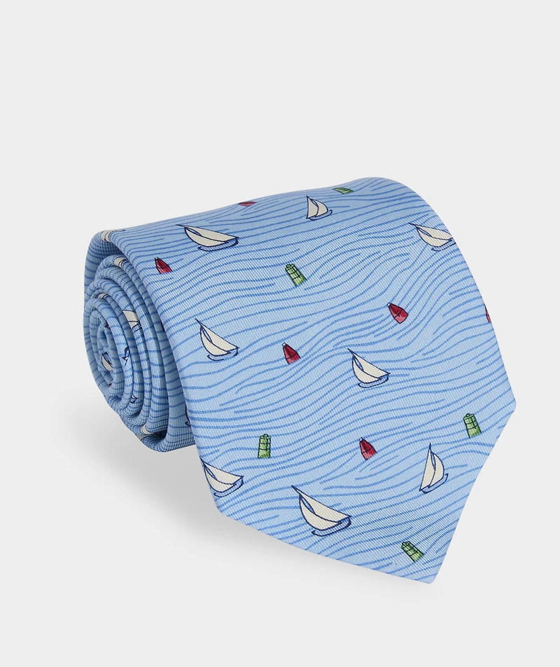 Sailboat Waves Silk Tie