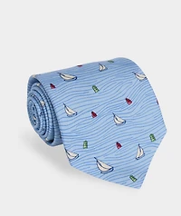 Sailboat Waves Silk Tie