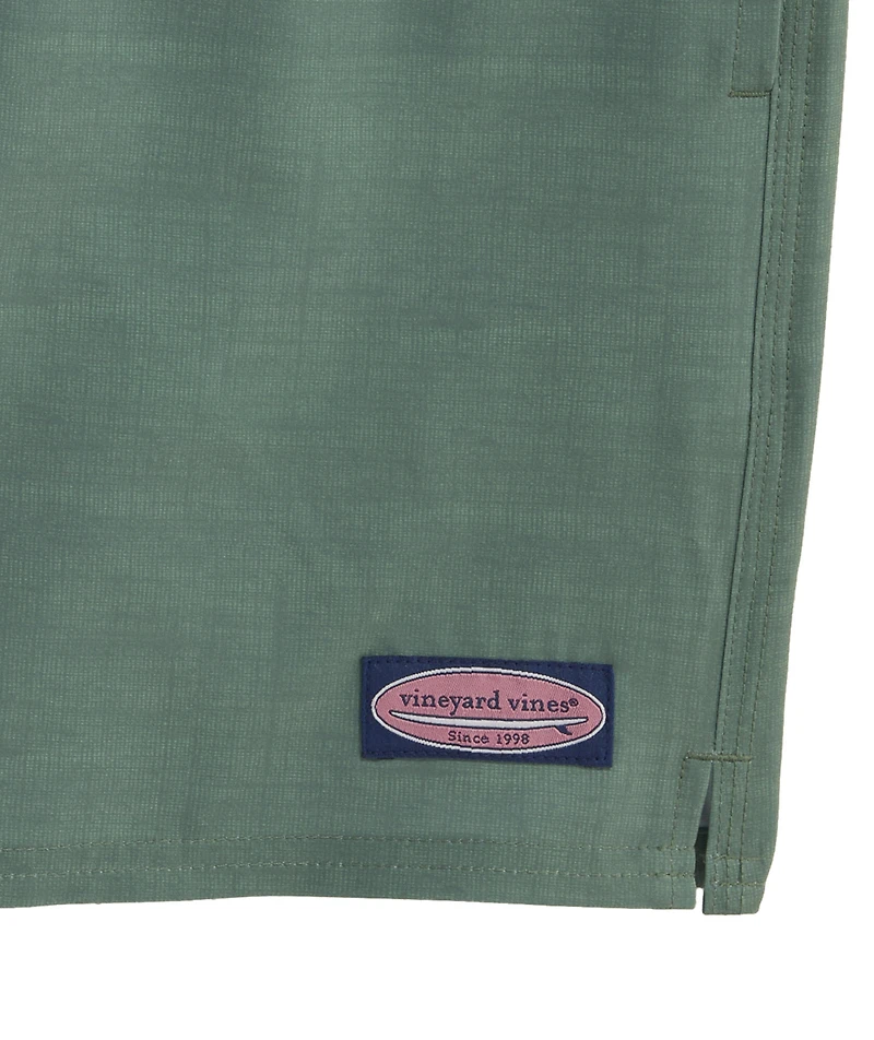 OUTLET 7 Inch Linen Texture Chappy Swim Trunks