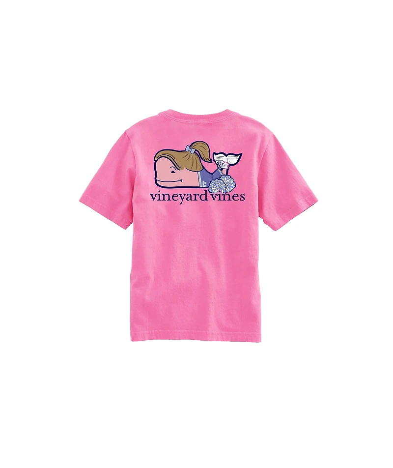 OUTLET Girls' Glitter Cheerleader Whale Short-Sleeve Pocket Tee